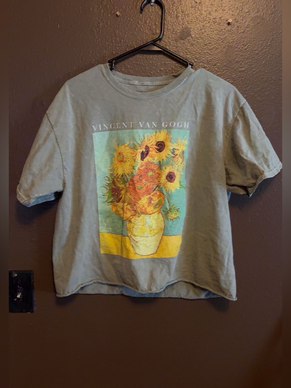 Vincent Van Gogh Sunflowers Graphic Tee - Olive Green
